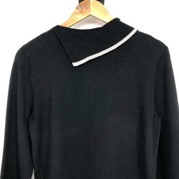 Laura Petites Black Grey Pink colorblock long sleeve Fold-Over Neckline Collar M - Picture 10 of 14